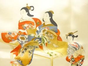 アンティーク　時代人物模様長襦袢